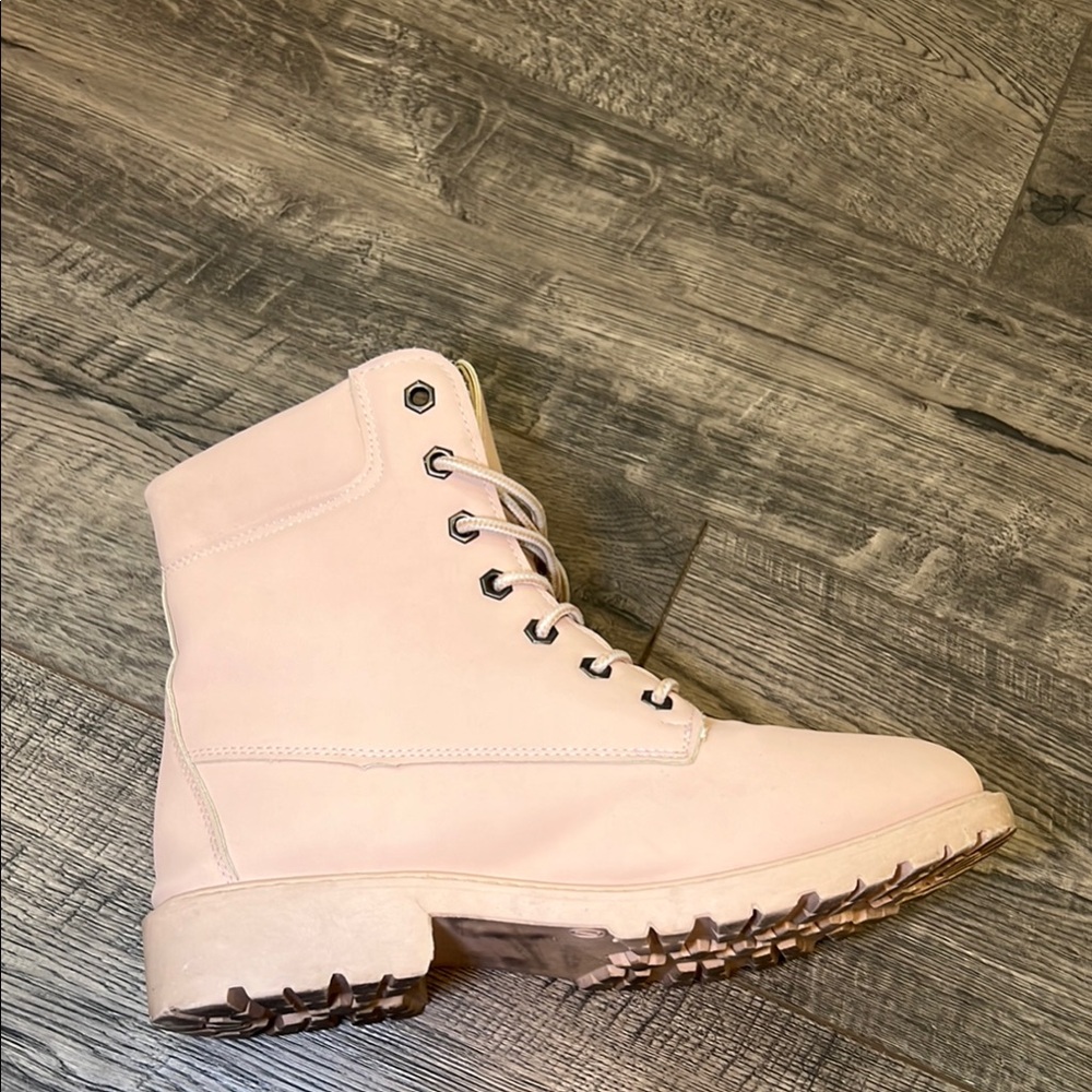 Women's Pink Lace-Up Boots